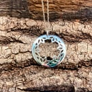 Sterling silver elliptic leaf ring necklace