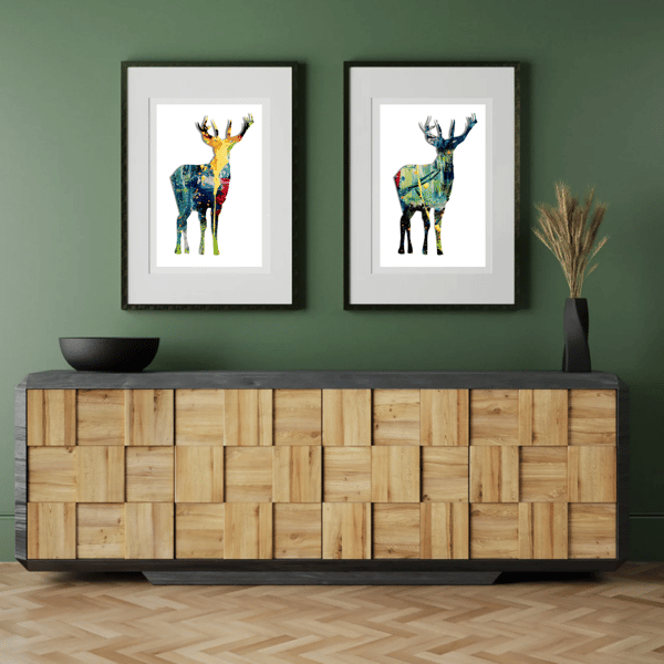Stag Wall Art Printable Prints Deer Acrylic Digital Downloads Posters