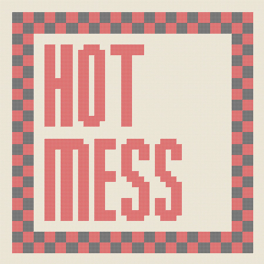 HOT MESS Needlepoint Cushion Pattern - Large Digital Tapestry Chart PDF