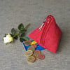 Harris tweed purse pyramid coin purse pink and orange herringbone fabric purse