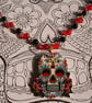 Mexican day of the dead skull and rosary bead necklace - Image 1