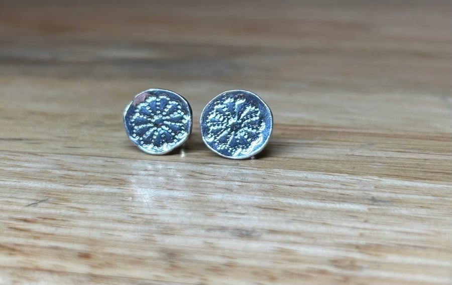 Handmade Sterling Silver Flower Detail Stud Earrings