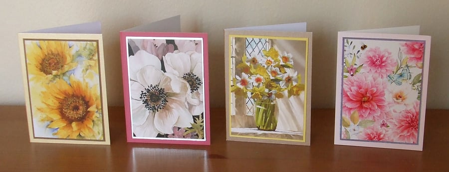 Mini Notelets, Set of 4, Flowers