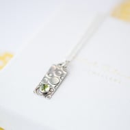 Peridot and Sterling Silver Rectangle Pendant Necklace