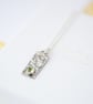 Peridot and Sterling Silver Rectangle Pendant Necklace - Image 2