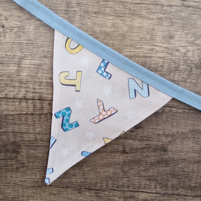 Alphabet Nursery Bunting - Duck egg blue & beige
