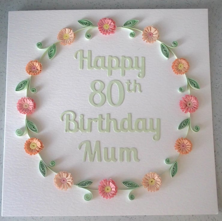 80th birthday card, paper quilling - Folksy