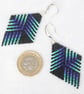 Diamond Shaped Beaded Earrings with Blue, Black and Turquoise Design - Image 6