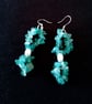 Blue Apatite Gemstone Nugget 925 Sterling Silver Long Drop Earrings - Image 3