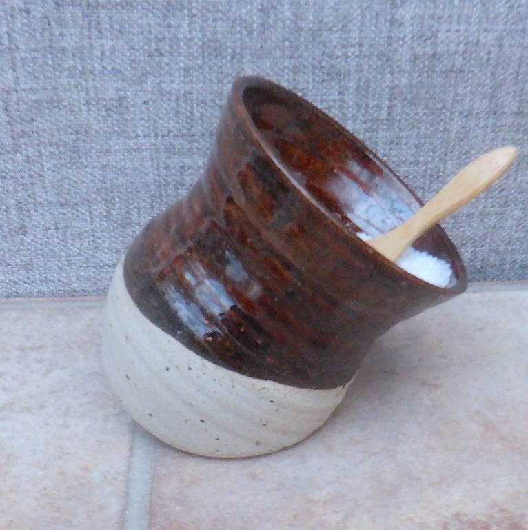 Salt pig or cellar hand thrown stoneware pottery handmade ceramic wheelthrown