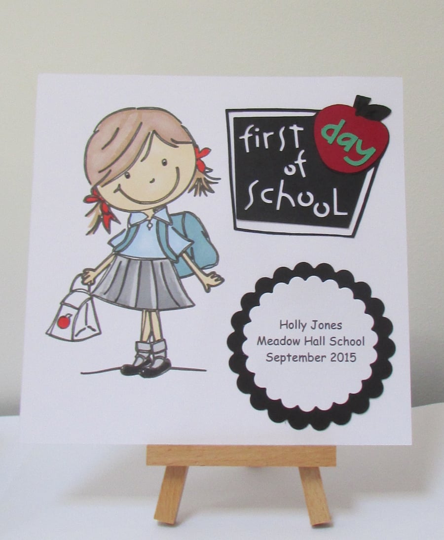 First Day At School Card - For a Girl