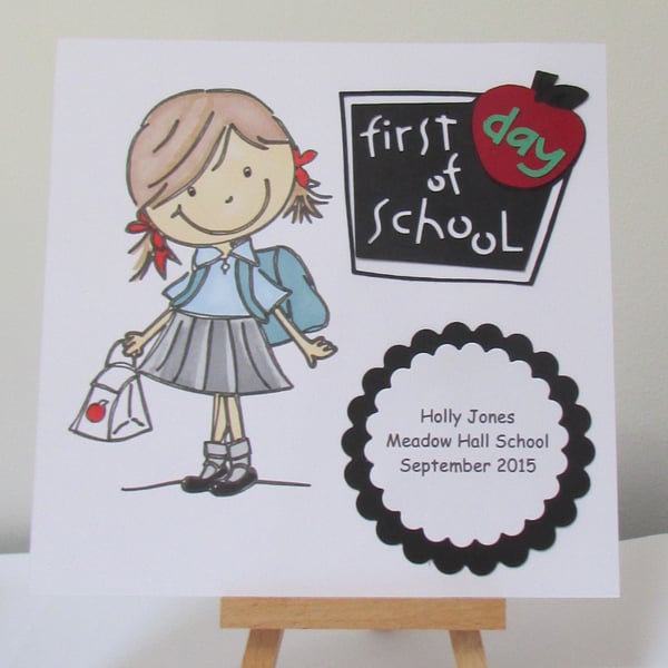 First Day At School Card - For a Girl