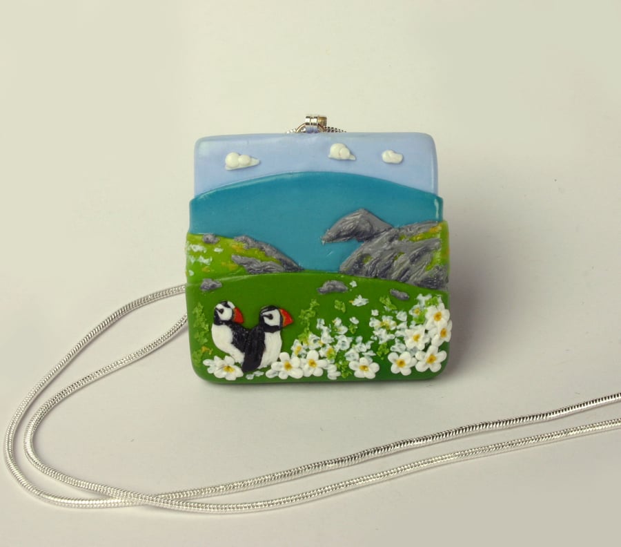 RESERVED FOR RUTH Skomer Island Landscape Necklace