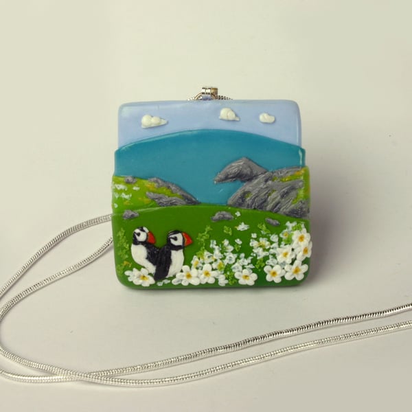 RESERVED FOR RUTH Skomer Island Landscape Necklace