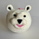 Large needlefelted wool Polar Bear bauble - made to order