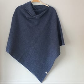 Soft Merino Lambswool Denim Blue Poncho