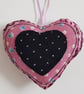 Pink Floral Heart Hanger with Bold Black Centre