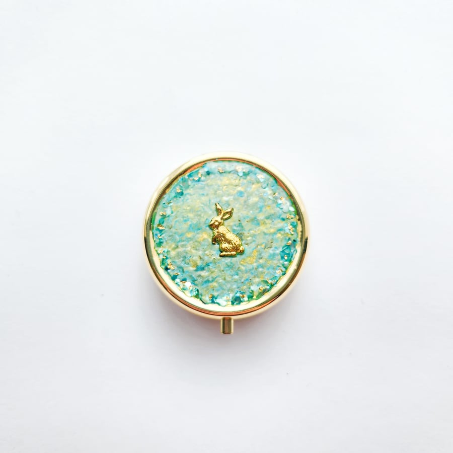 Bunny Trinket Box, Keepsake Box with Gold Rabbit, Small Jewellery Box