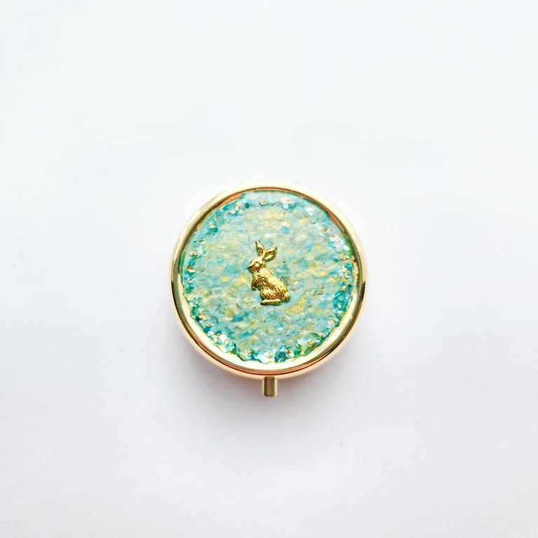 Bunny Trinket Box, Keepsake Box with Gold Rabbit, Small Jewellery Box