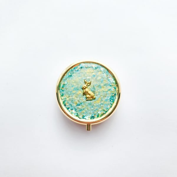 Bunny Trinket Box, Keepsake Box with Gold Rabbit, Small Jewellery Box