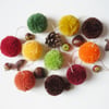 Autumn colours garland - Pom poms bunting - Fall decor