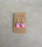 Cute Owl Earrings. Pink & Dark Pink - Image 1