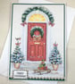 Handmade Christmas card - snowy front door - Image 1