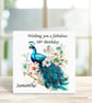 Personalised Beautiful Elegant Peacock Birthday Card. Design 5