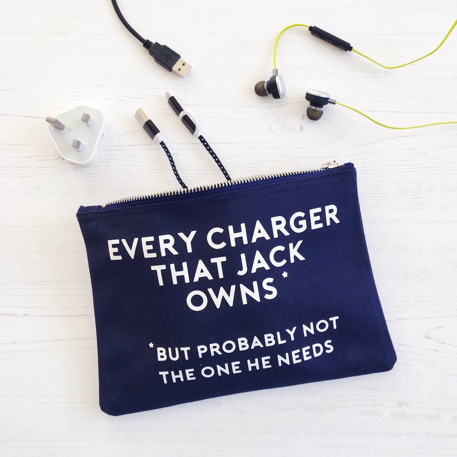 Personalised Charger & Cable Storage Zip Pouch