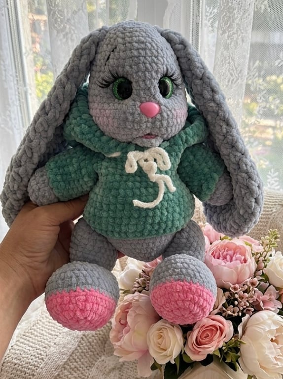 Handmade crochet Amigurumi soft bunny floppy ears toy
