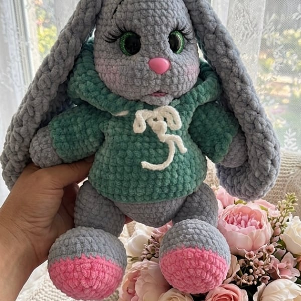 Handmade crochet Amigurumi soft bunny floppy ears toy