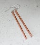 Earrings, Sterling Silver & Copper Long Elegant Spiral Twist Droppers - Image 5