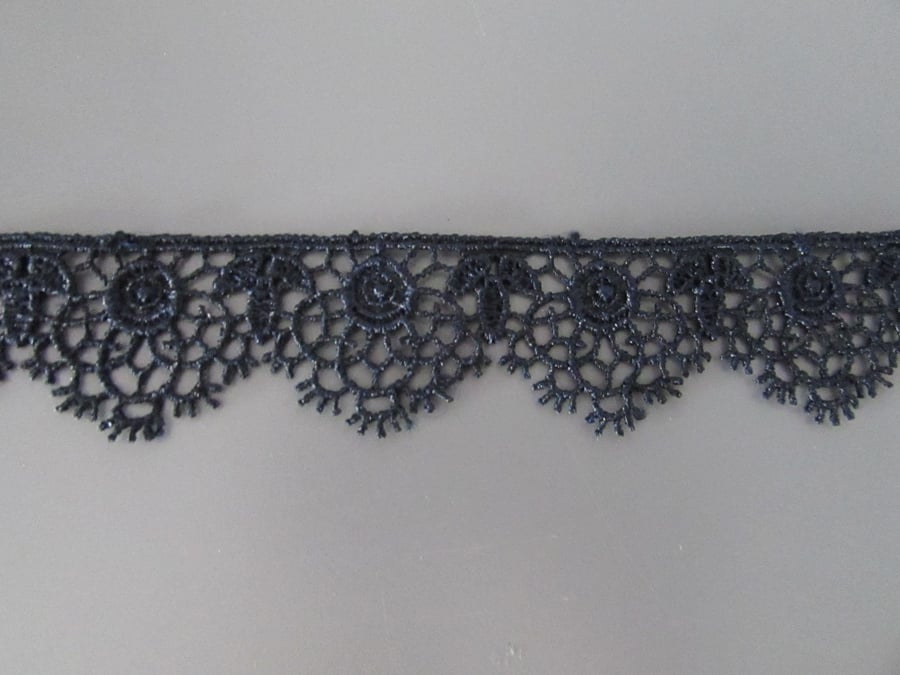 Delicate Navy Blue Venise Guipure Lace sold by the metre