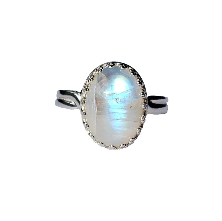 Sterling Silver Blue Flash Moonstone Adjustable... - Folksy