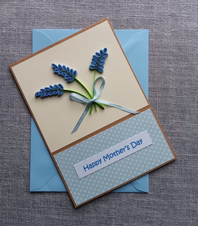 Quilled Lavender Large Mother's Day Card Size 7" x 5" 