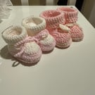 Boxed Baby Booties hand crocheted in super soft cotton