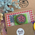 Wooden Brooch with nature tree motif 