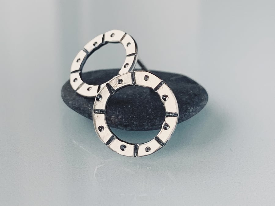 Recycled STERLING SILVER stud earrings