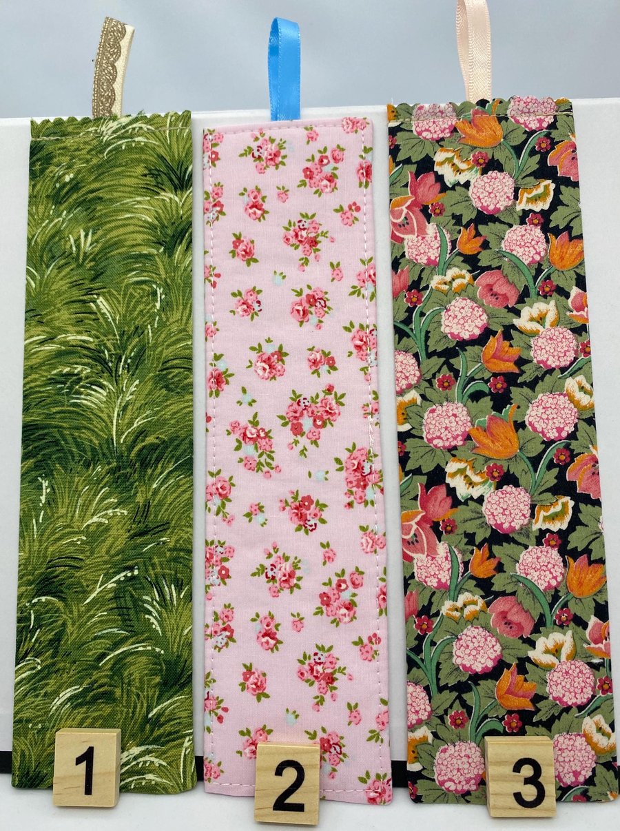 Floral Fabric Bookmarks – 18 Handmade Cotton Designs – Gift for Book Lover