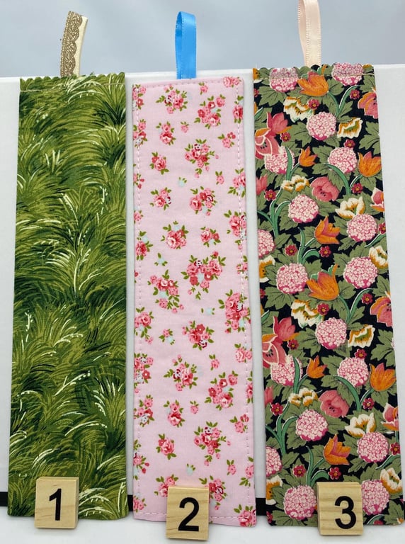 Floral Fabric Bookmarks – 18 Handmade Cotton Designs – Gift for Book Lover