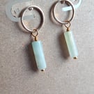 Amazonite gold plated circle stud earrings