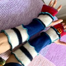 Recycled Wool Fingerless Hand Warmers, Gloves: Upcycled Hand & Wrist Warmers