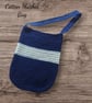 Crochet Navy and White Market Bag 