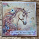 Handmade Unicorn Fairytale Greeting Card – "Writing My Own Fairytale"