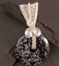 Snowflake Obsidian Reversible Donut Wire Wrapped Pendant - Image 2