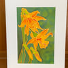 Original Hand painted silk greeting card Daffodils