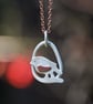 Recycled Silver Copper Robin Pendant Necklace - Image 1