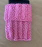 MOBILE PHONE SLEEVE 7x3.5" or 18x9cm KNITTED IN PINK YARN
