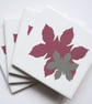 4 x Pink Leaf Silhouette Ceramic Coasters with Cork Backing - CLEARANCE PRICE - Image 2