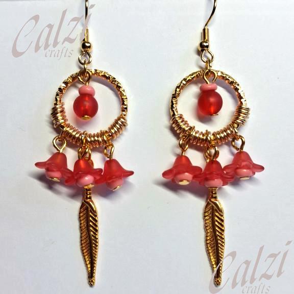 Hooped Lucite Flower Dangly Earrings